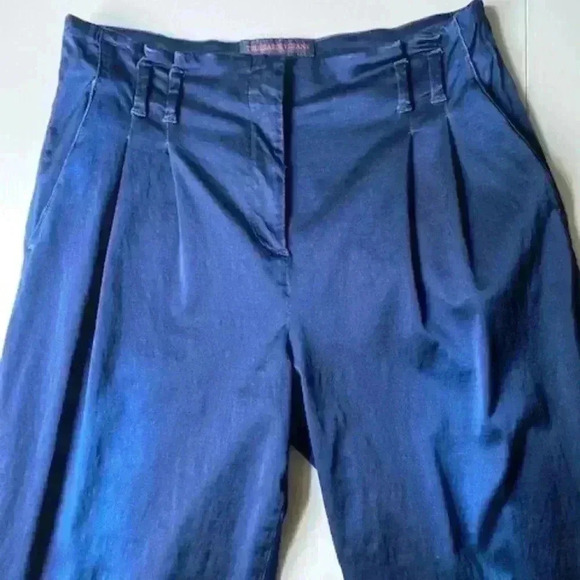 Trussardi Italy Dark Navy Pleated High Waist Women Pants. Italy size 40 (US 4) - Picture 2 of 12